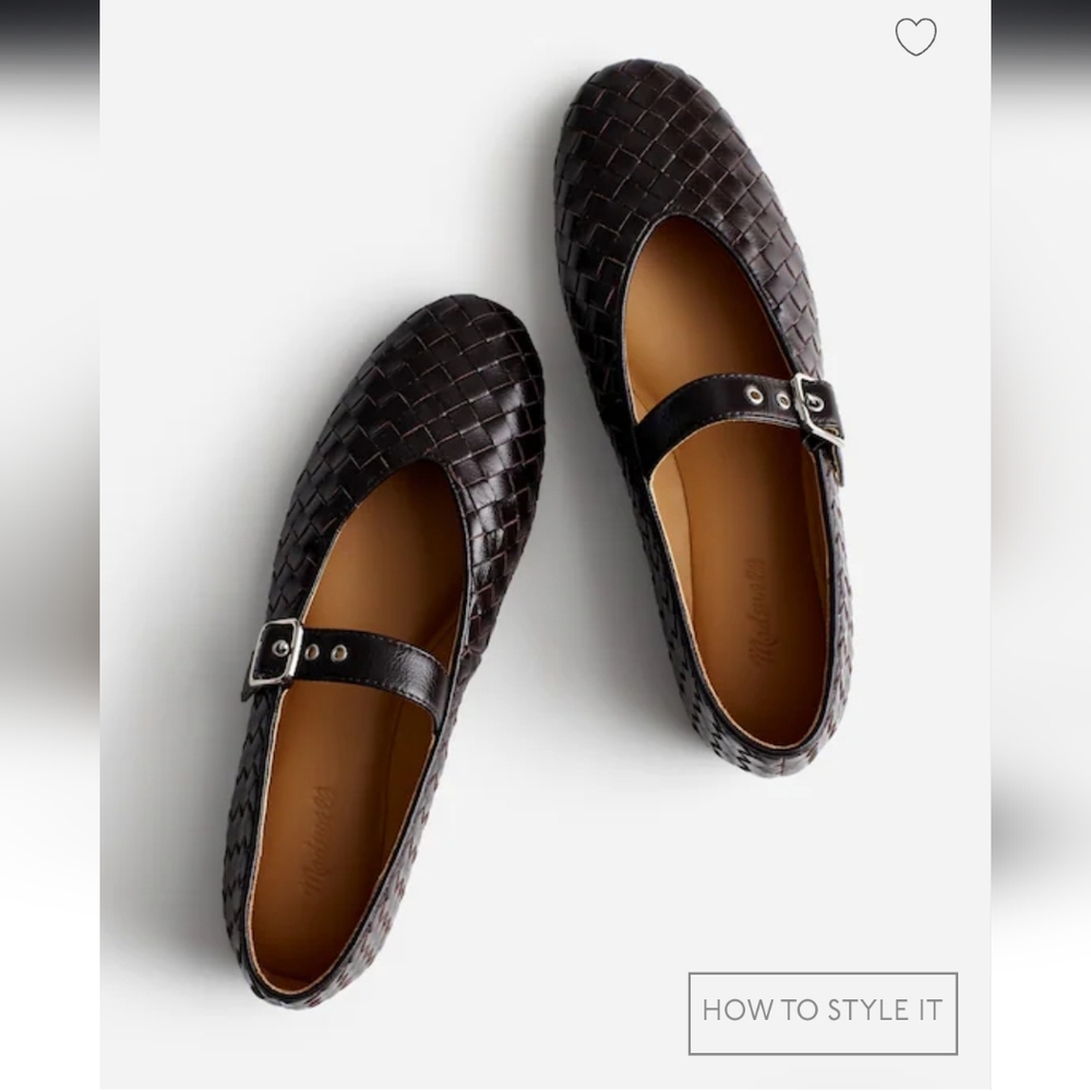 NWOT Madewell Women's Woven The Remy Mary Jane Flat Leather Sz 8.5 $168 Display